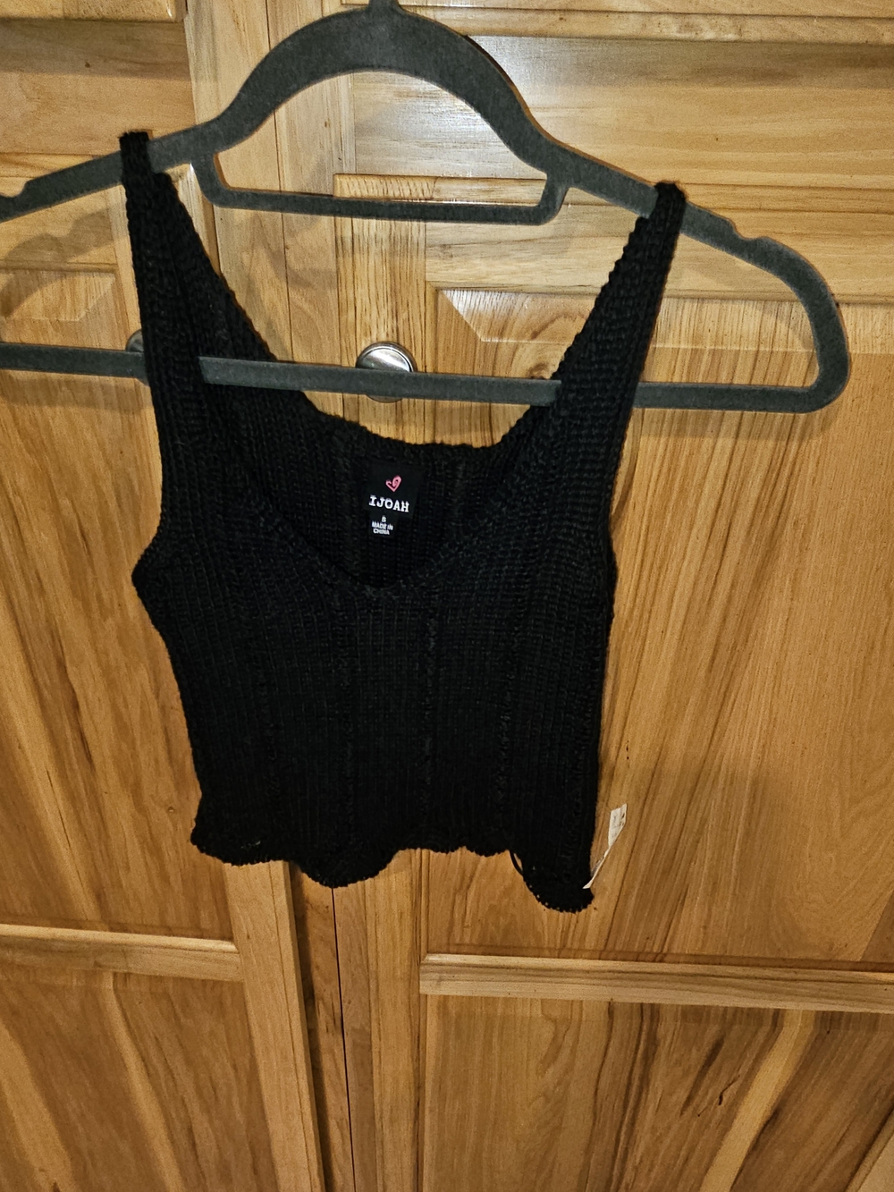 J.O.A. Black Ribbed Cropped Tank Top